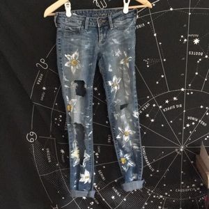 hand painted and ripped jeans